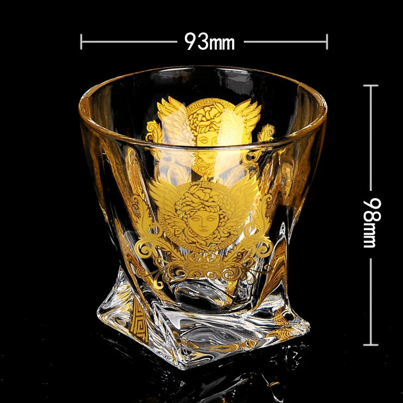 Painted Gold Glass Whisky Medusa Head Wine Glass Cup Foreign Wine Glass Multi-function Beer Glass Water Glass